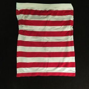 Red and white striped tube top